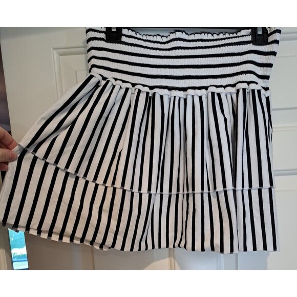 Duffield Lane Nancy Navy Stripe Smocked Waist Tiered Ruffle Skirt Women's Small - Picture 4 of 8